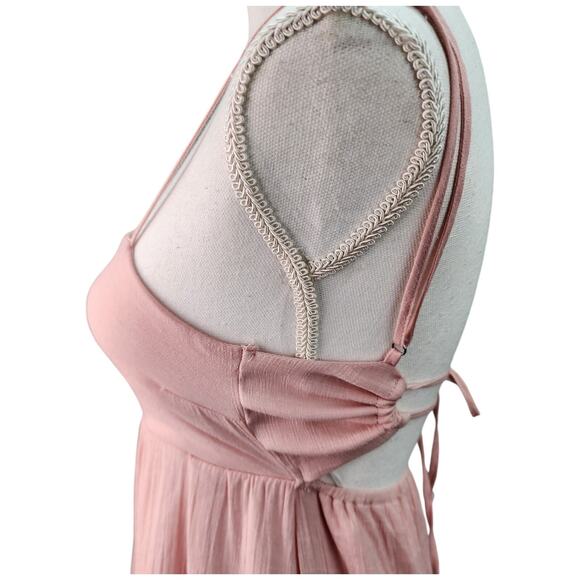 Love Tree Dress Women SMALL Pink Ruffled Crinkle Gauze Lined Beach Coastal Summe - Picture 7 of 13